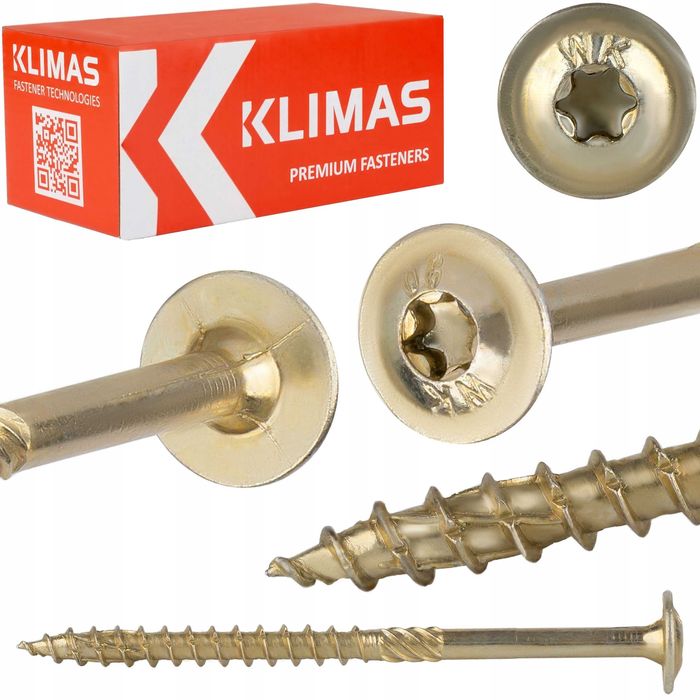 Wkręty ciesielskie 8x220 mm 50 szt. do drewna TalerzoweTORX KlimasWKCP