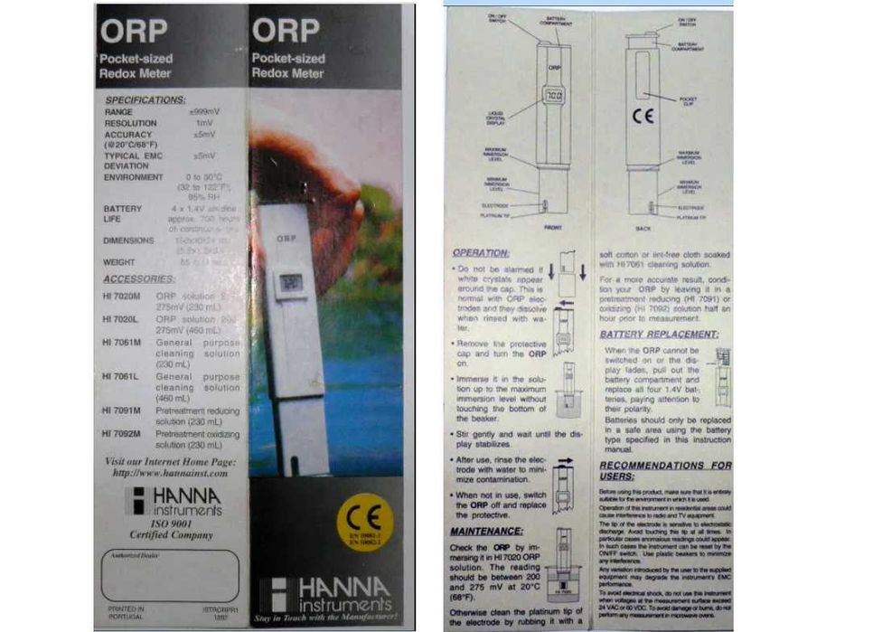 Тестер качества воды ORP Redox Meter Hanna Instruments