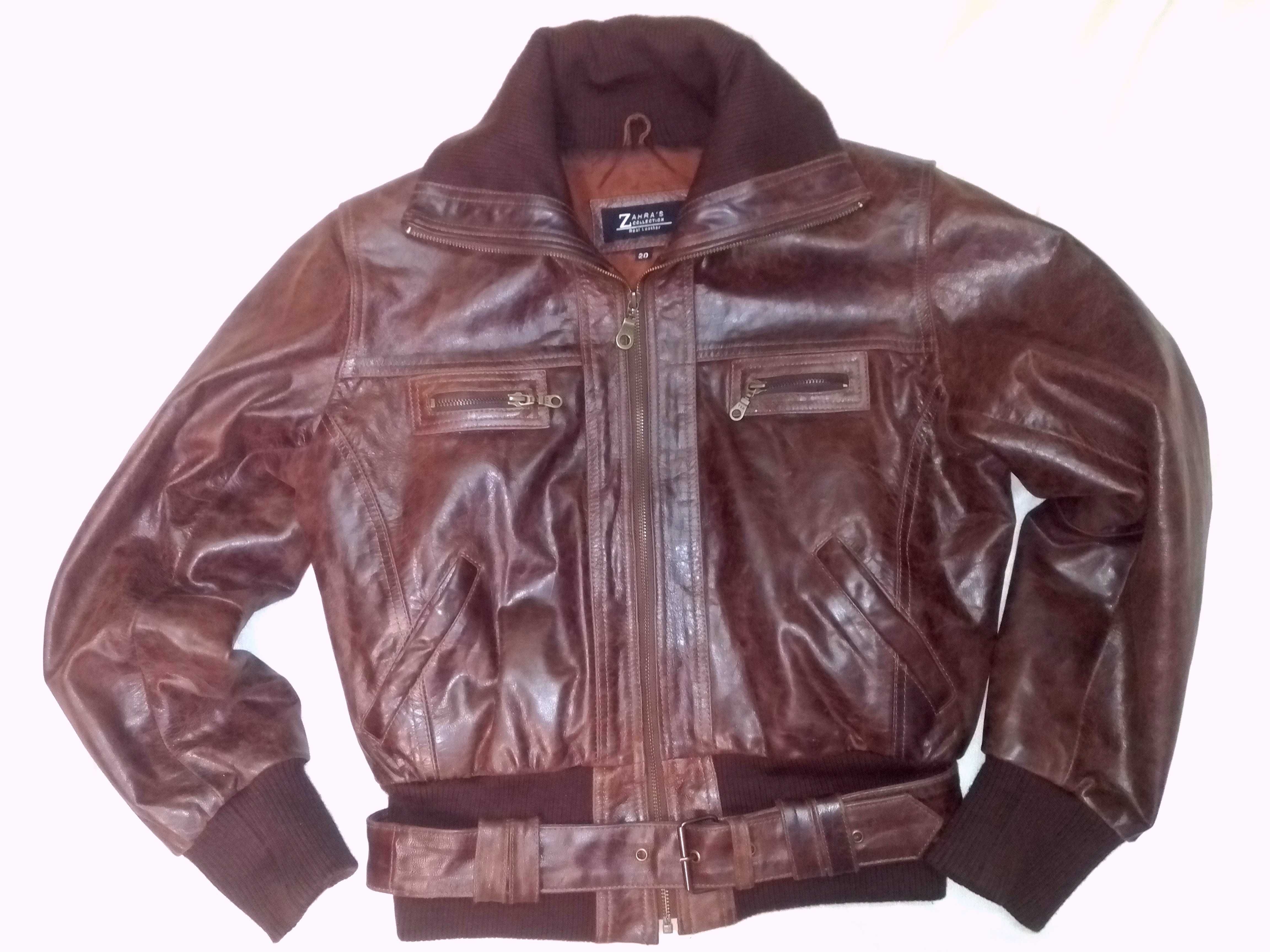 Куртка бомбер Zahra's кожаная винтаж эксклюзивный пошив 48-50 размер