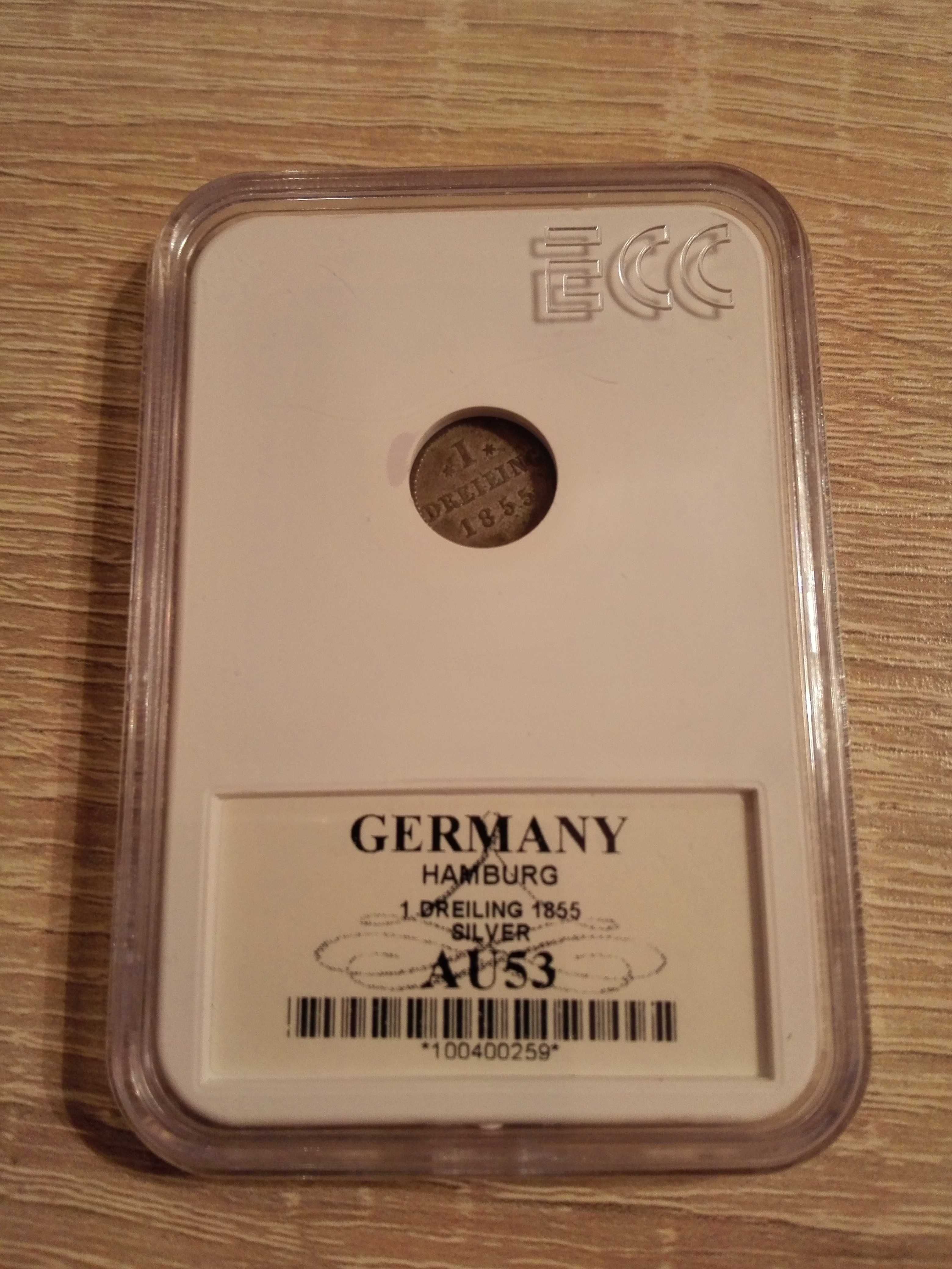 1 Dreiling 1855 Hamburg moneta srebrna -opcja wysyłki