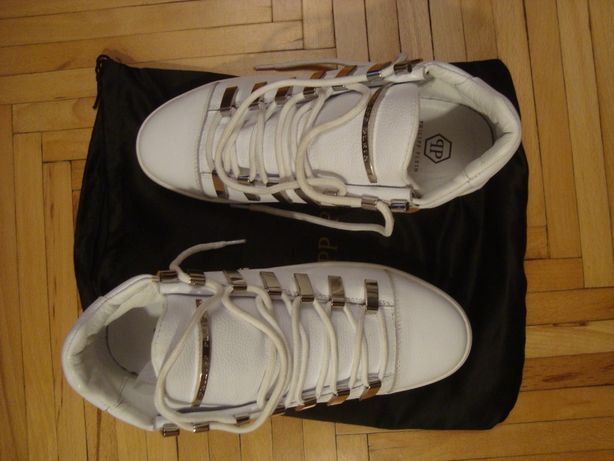 Белые кожаные кроссовки Philipp Plein.Унисекс р.39-40  Италия 30% цены