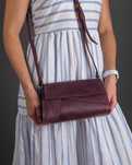 Torebka Crossbody z naturalnej skóry - burgund
