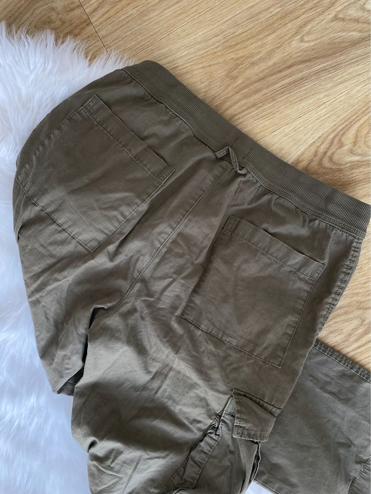 spodnie cargo damskie khaki streetwear y2k gap zielone baggy szerokie