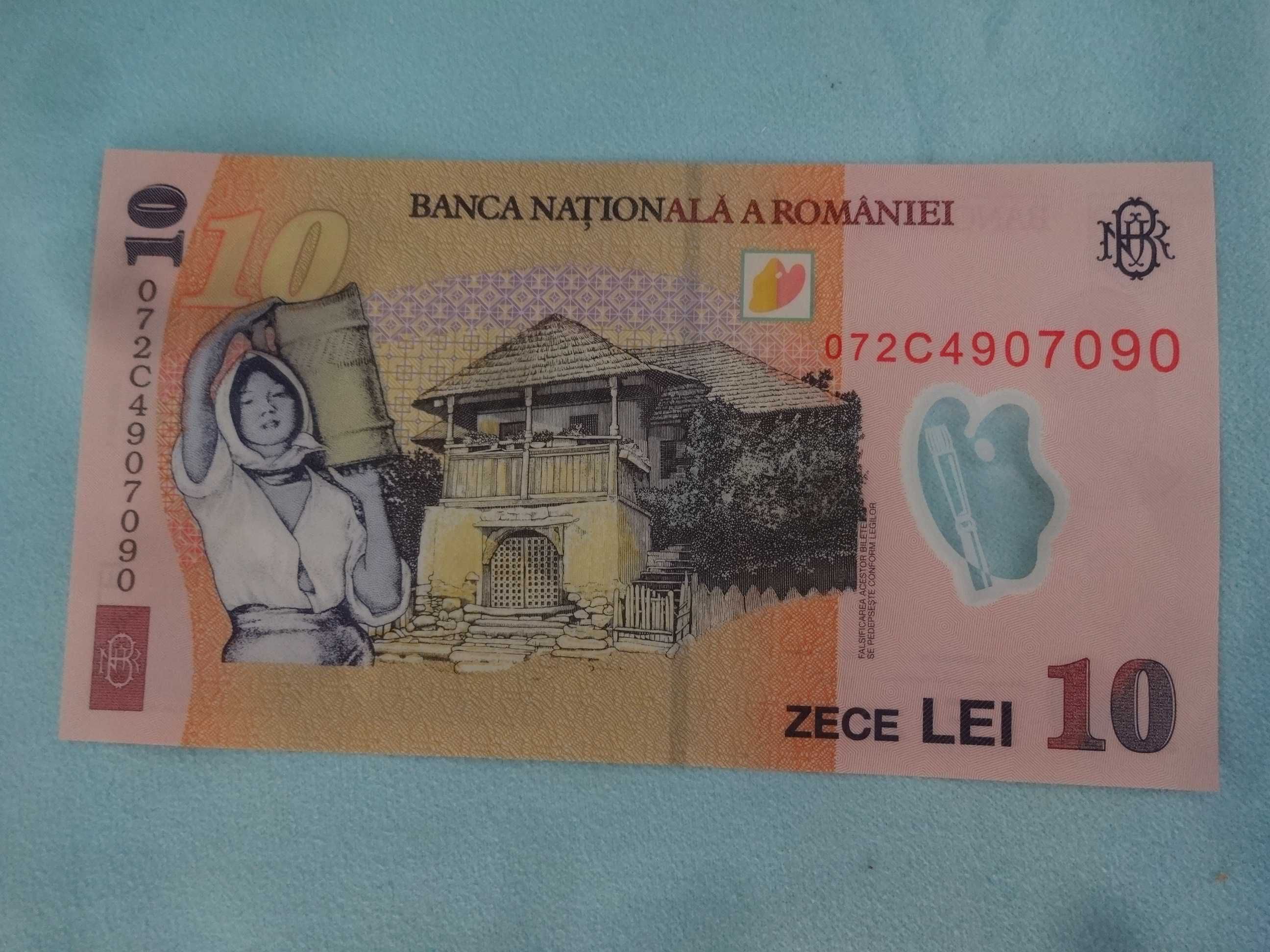 Banknot Rumunia 10 LEI 2005 seria 072 C (bardzo dobry stan)