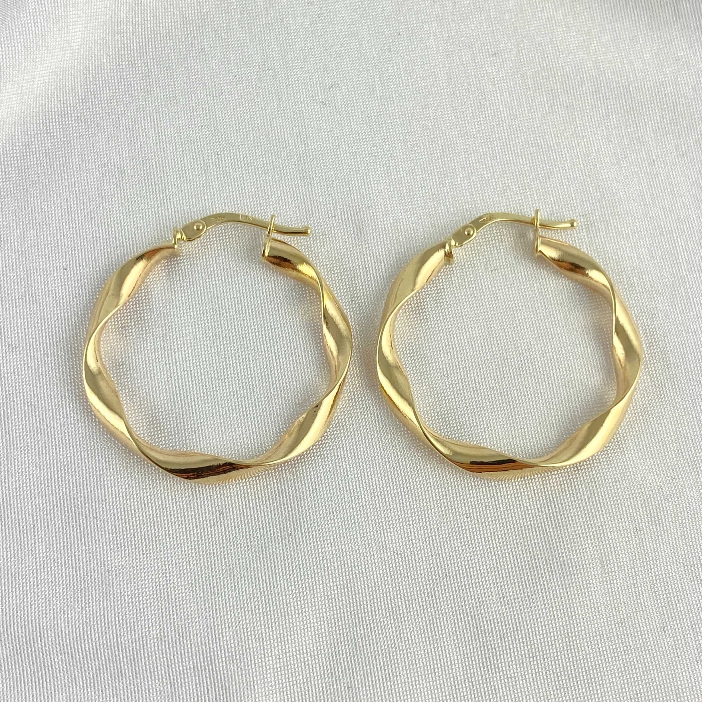 Lśniące ZŁOTE kolczyki skręcane KOŁA 2,6 cm PR. 585 (14K)