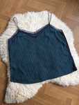 Mango top granatowy zielony paski koronka bieliźniany violeta XXL 44