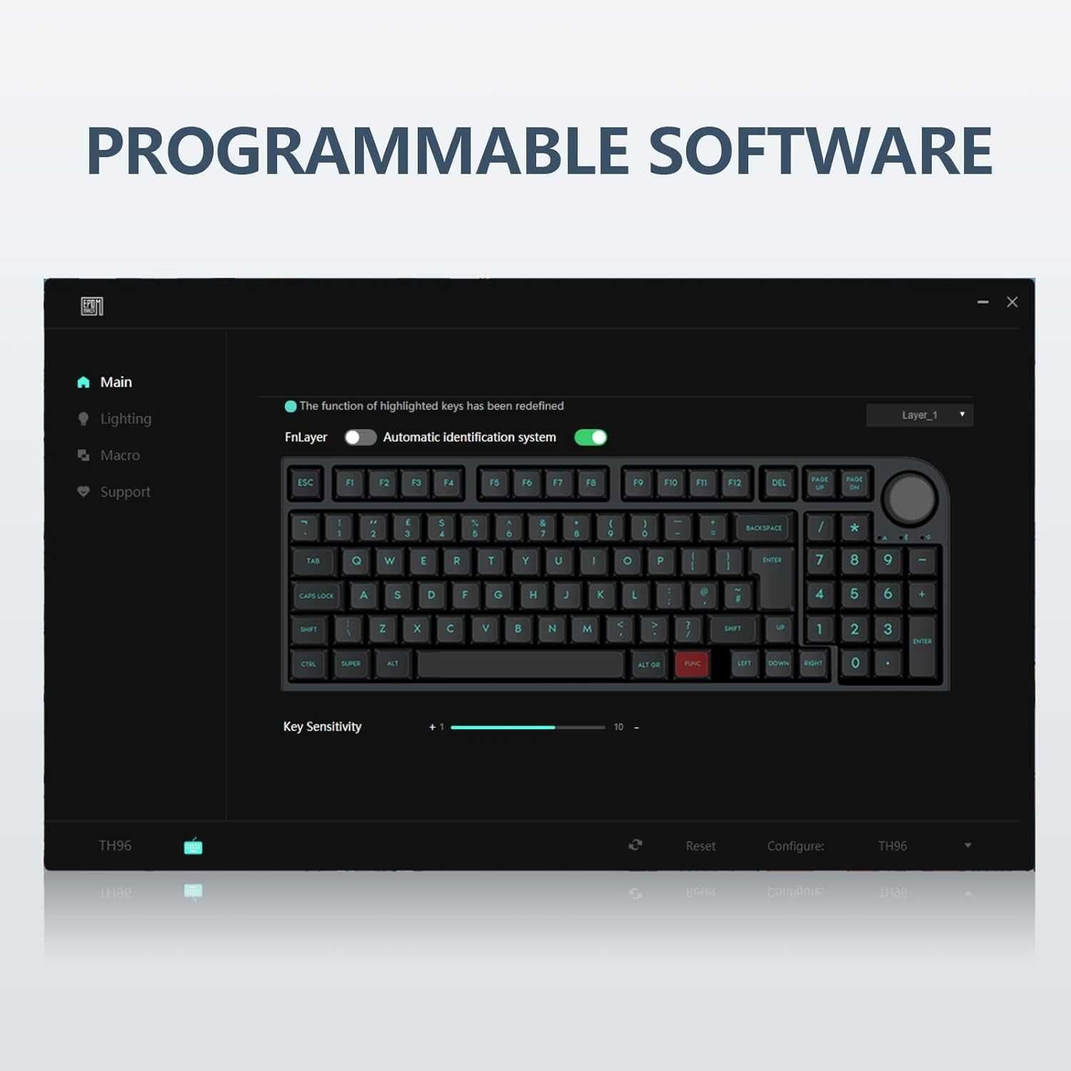 EPOMAKER TH96 96% Layout Hot Swap Mechanical Gaming Keyboard CZARNA