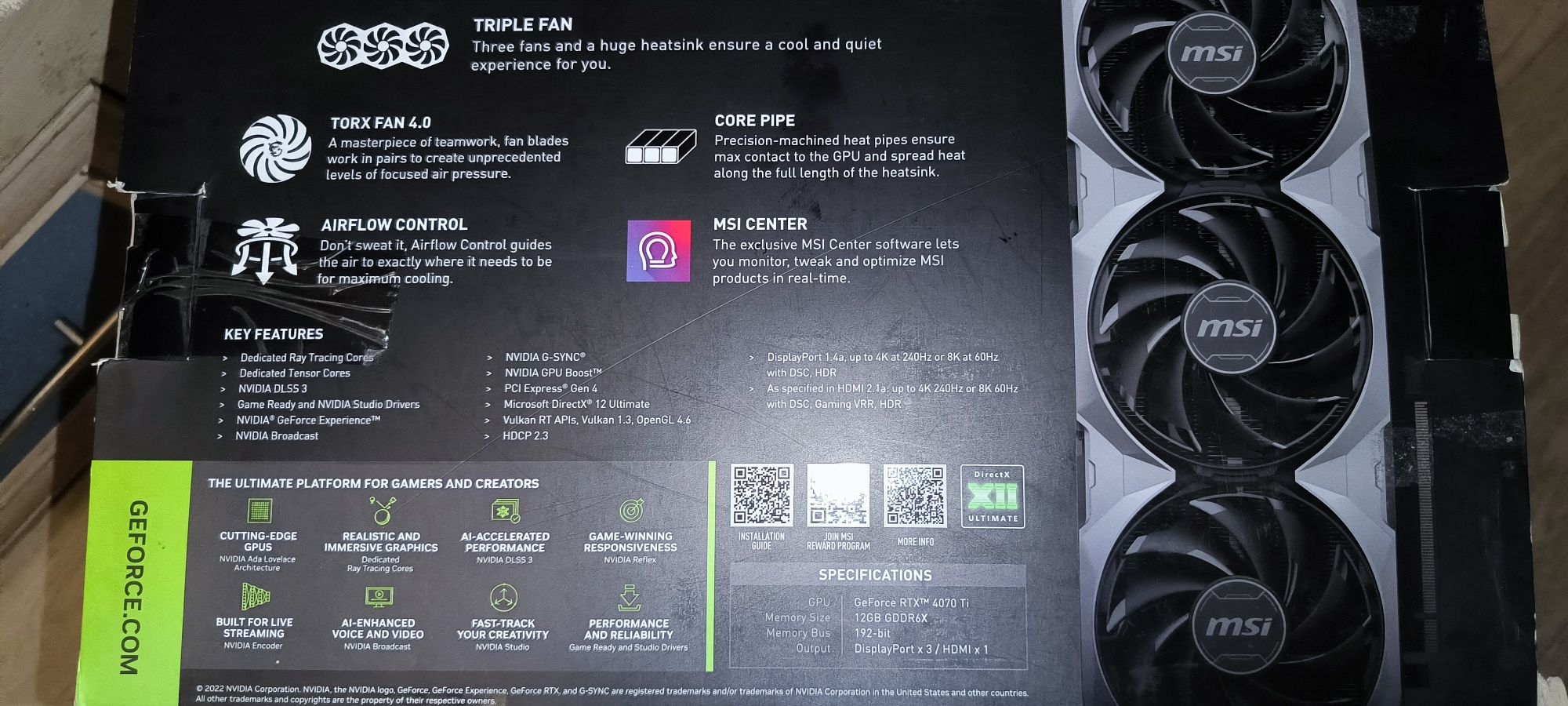 Продам відеокарту rtx 4070 ti msi ventus 3x на гарантії