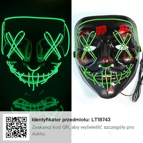 Maska na halloween. Świecąca, zielona