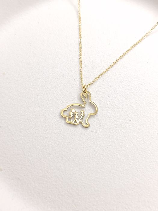 naszyjnik z królikiem królik wiosenny wielkanoc ze stali nierdzewnej