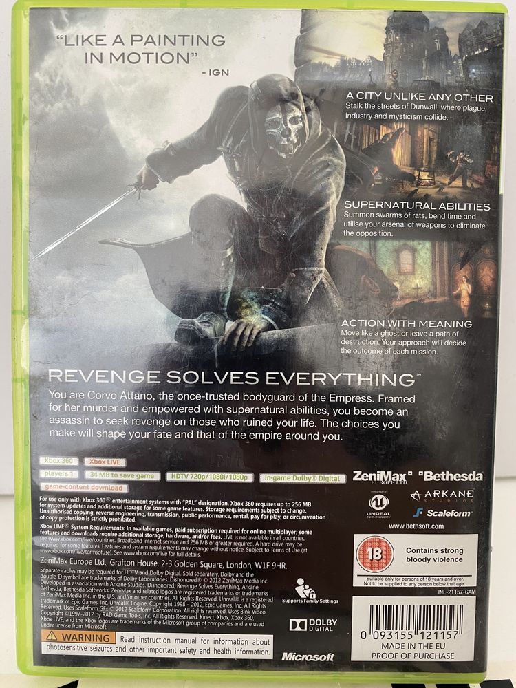 DISHONORED Xbox 360 Gwarancja