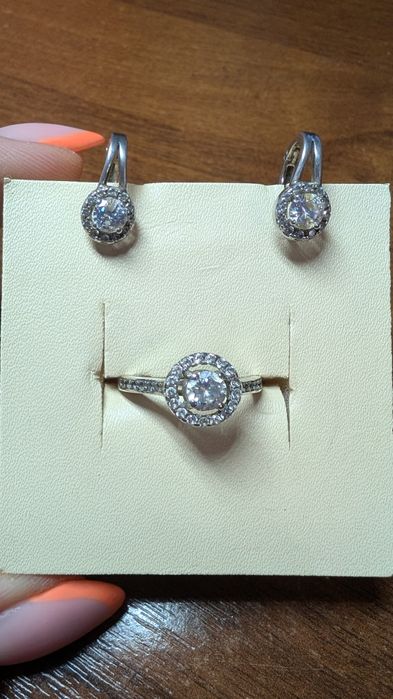 Набір сережки і кільце (срібло 925)17,5 мм