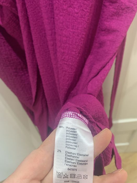 Sukienka midi z wiązaniem Bonprix piękny kolor róż fuksja 52 54