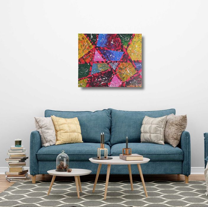 "Geometryczna Symfonia" - Obraz Akrylowy na Płótnie 55x46cm