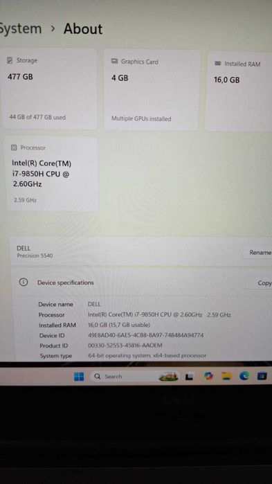 Dell Precision 5540 i7-9850H / 16GB RAM / 512GB SSD – dobry stan