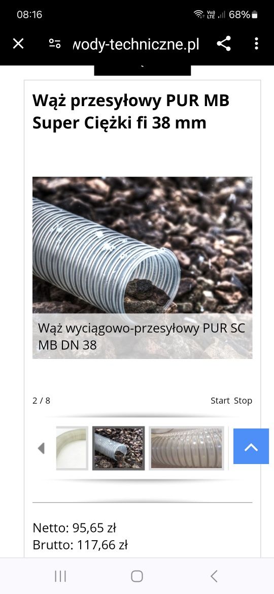 Wąż przesyłowy PUR MB  fi 38mm