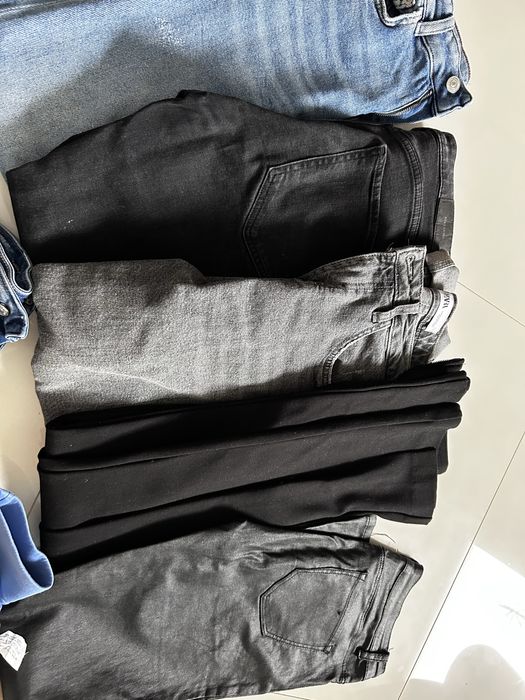 Spodnie komplet jeansowe dzwony sportowe zestaw zara mango puma