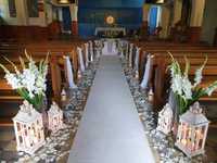 Biały dywan, dekoracja kościoła sali hymn o miłości, girlandy świetlne