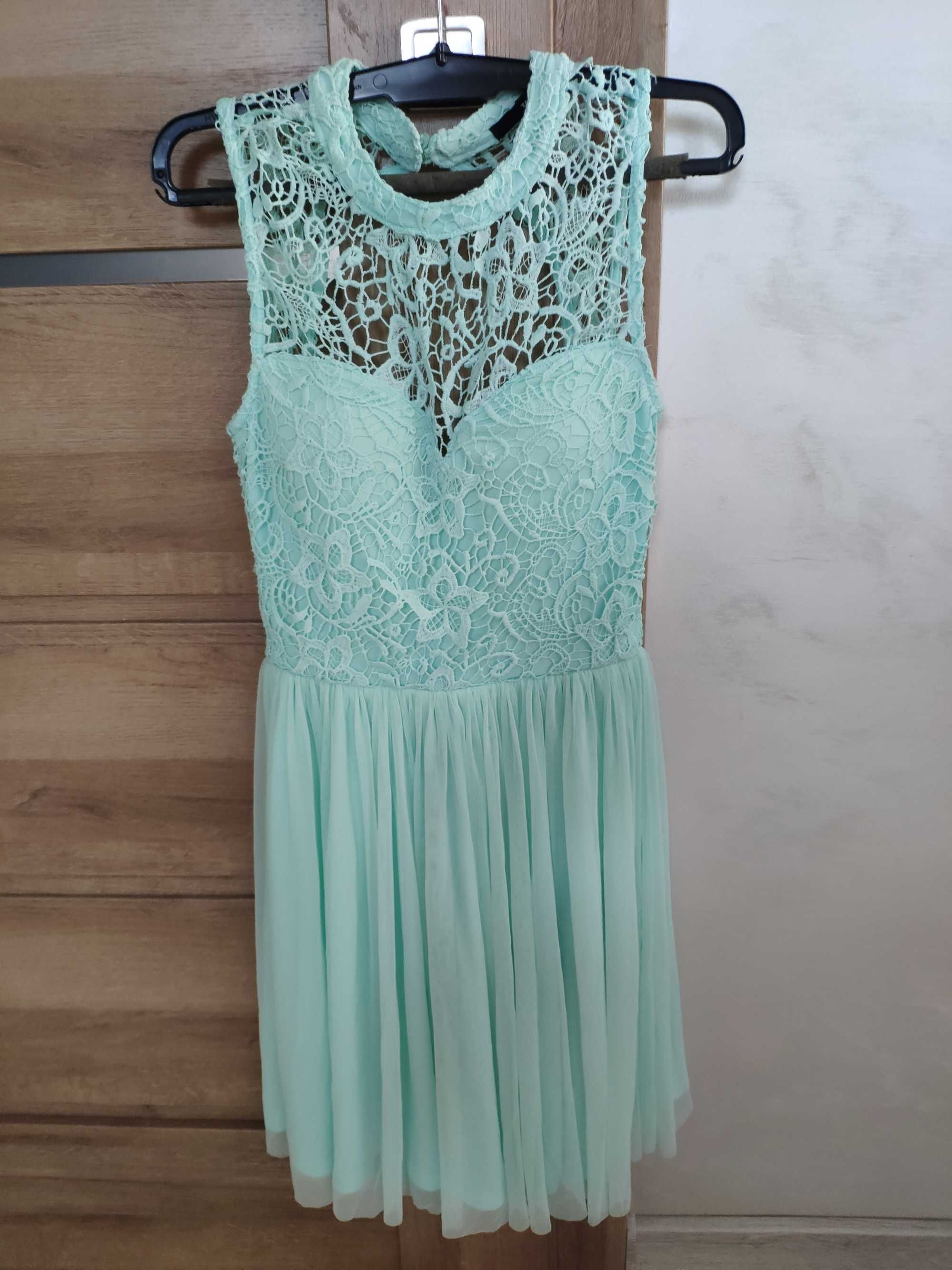 Śliczna Miętowa sukienka roz.34/XS