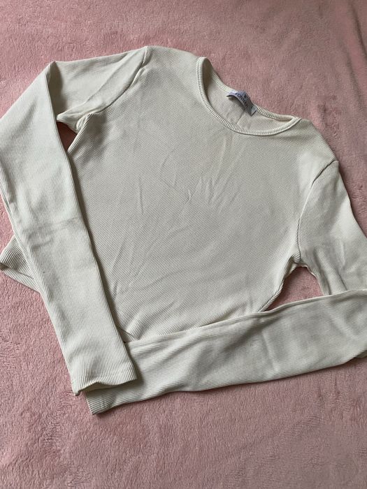 Лонгслів білий, в рубчик