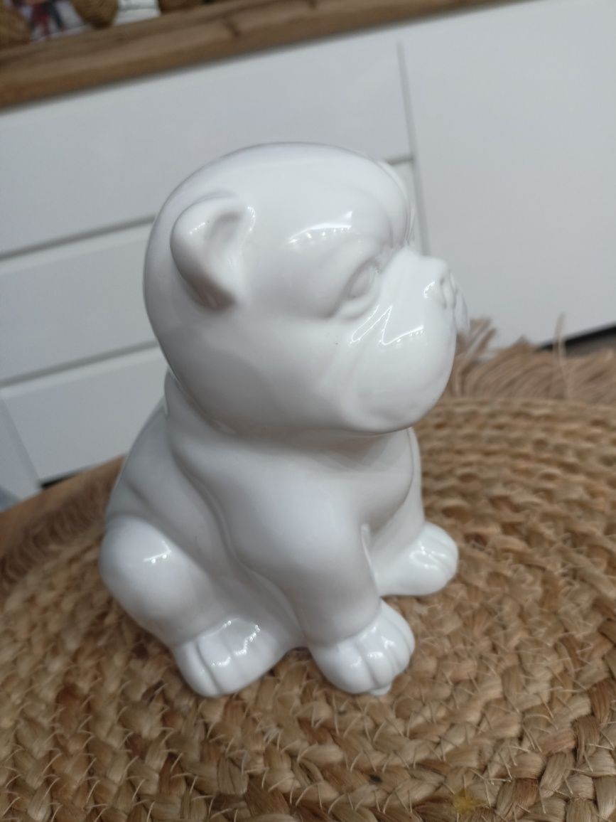 Figurka ceramiczna biała Buldog