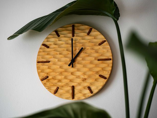 Ręcznie wykonany, zegar ścienny z drewna, drewniany 30cm