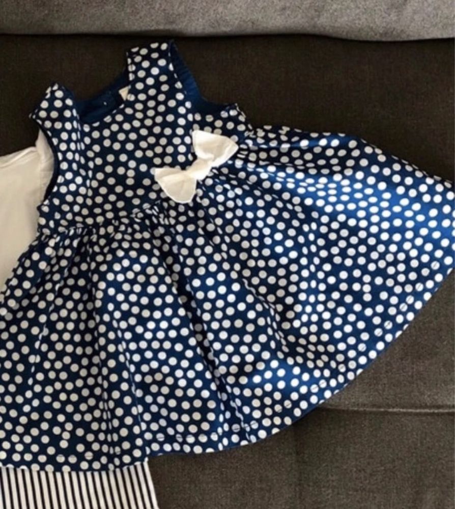 Sukienka niemowlęca rozkloszowana groszki kokardka H&M 62