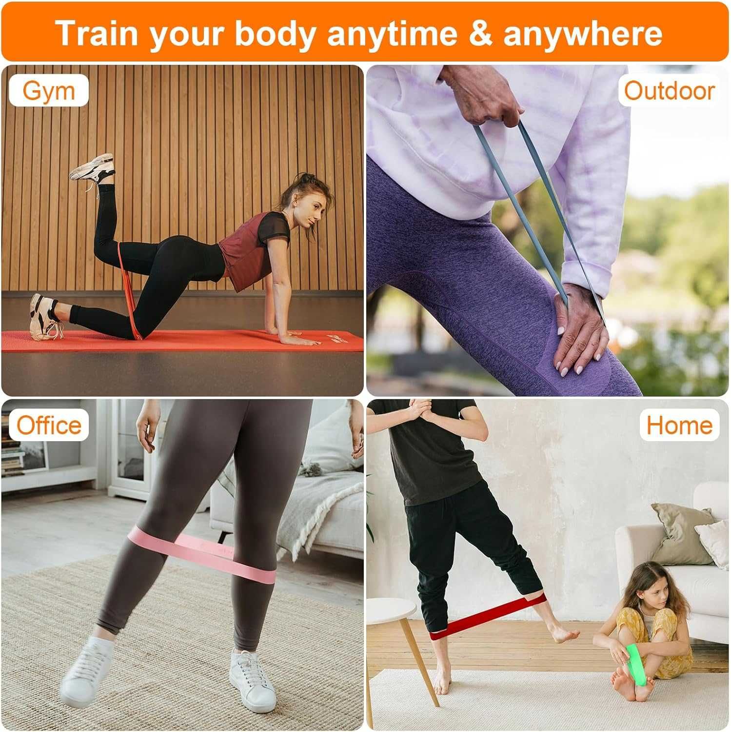 Bandas elásticas ioga, exercícios força e pilates, com guia treino