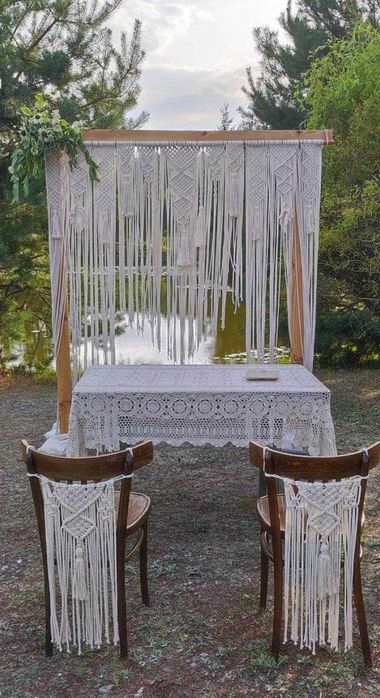 Ścianka ślubna BOHO plus 4 zwisy na krzesła młodych i świadków