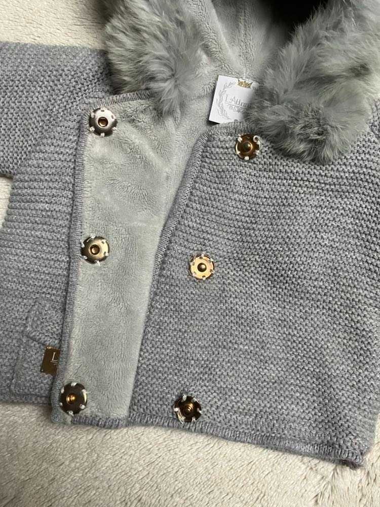 Sweter/kurtka z futerkiem królika, rozm. 74, LAttante