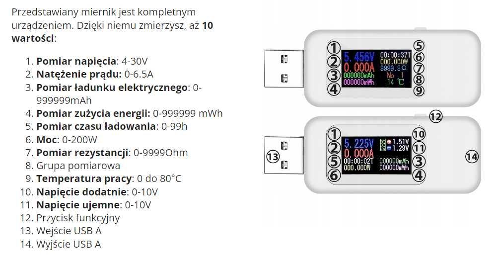 Woltomierz, tester cyfrowy USB.