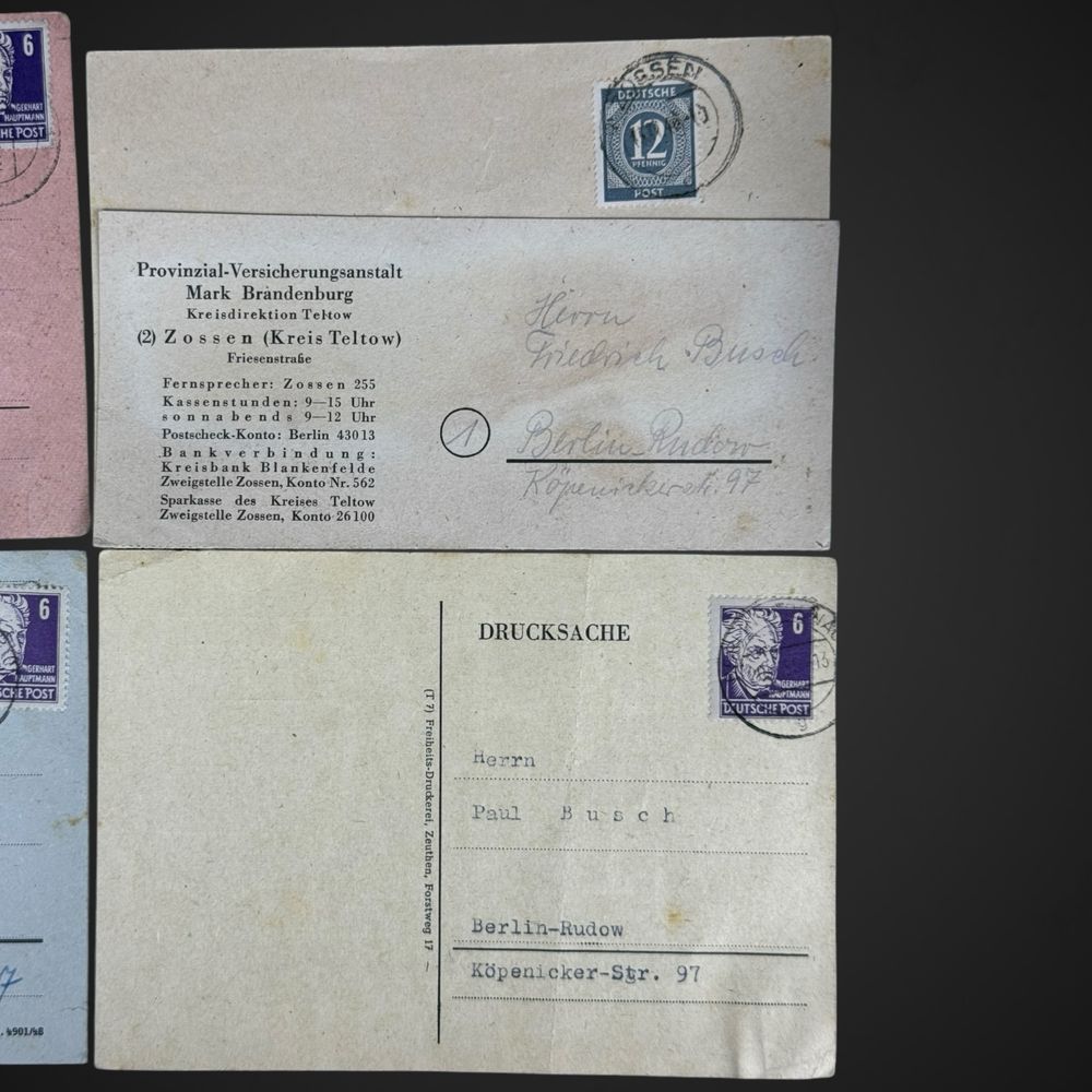 Niemieckie znaczki obiegowe formularz listowy Hauptmann Deutsche lk