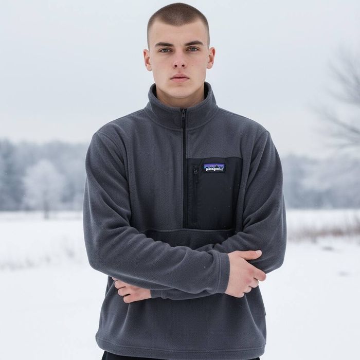 Флисовая кофта Patagonia серый/чорный/хаки/бел