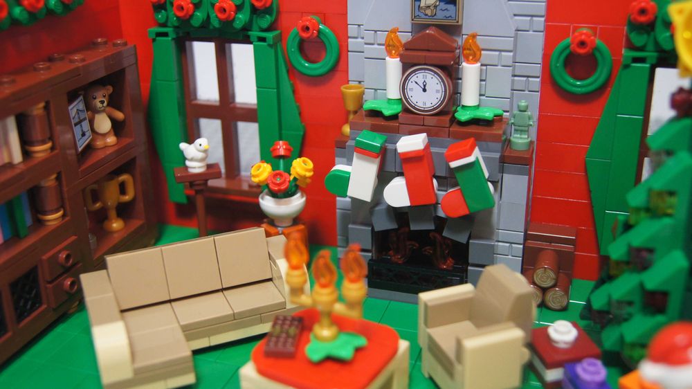 Lego MOC diorama ' Wizyta Mikołaja ' Winter Village Święta christmas