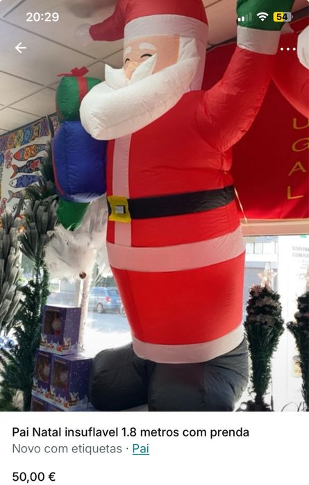 Pai natal insuflavel 180 cm com prenda