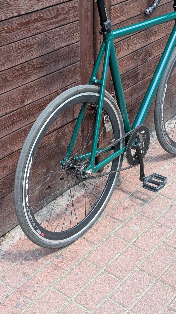Rower Mielec L 59cm 9,5kg wolnobieg/ostre koło, alu/carbon, osprzęt++