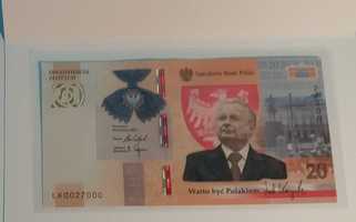 Lech Kaczyński Warto Być Polakiem Banknot !! Piękny Numer 27000 !!
