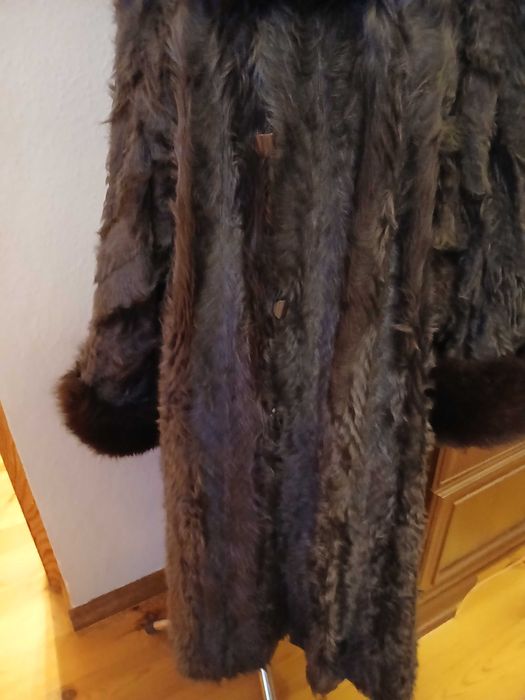 Skórzany płaszcz z futrem  dwustronny