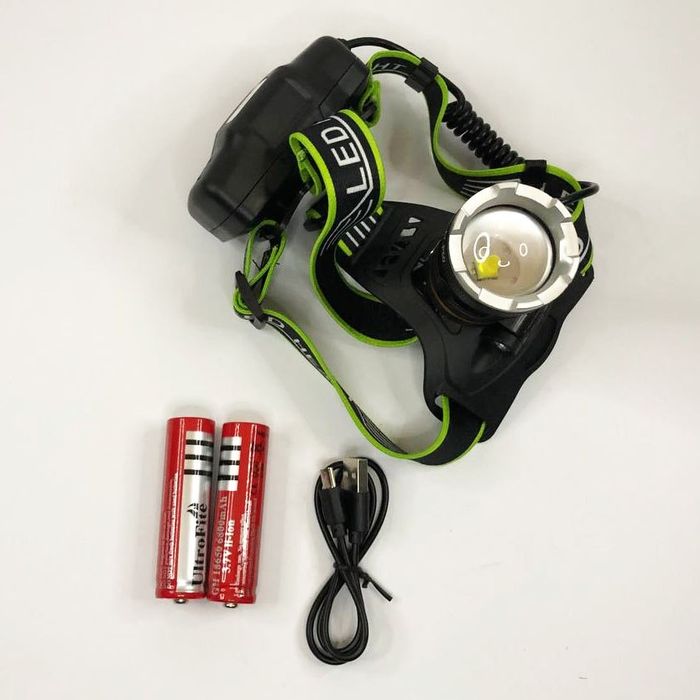 Налобный фонарь Bailong BL-A7-P50, zoom, microUSB