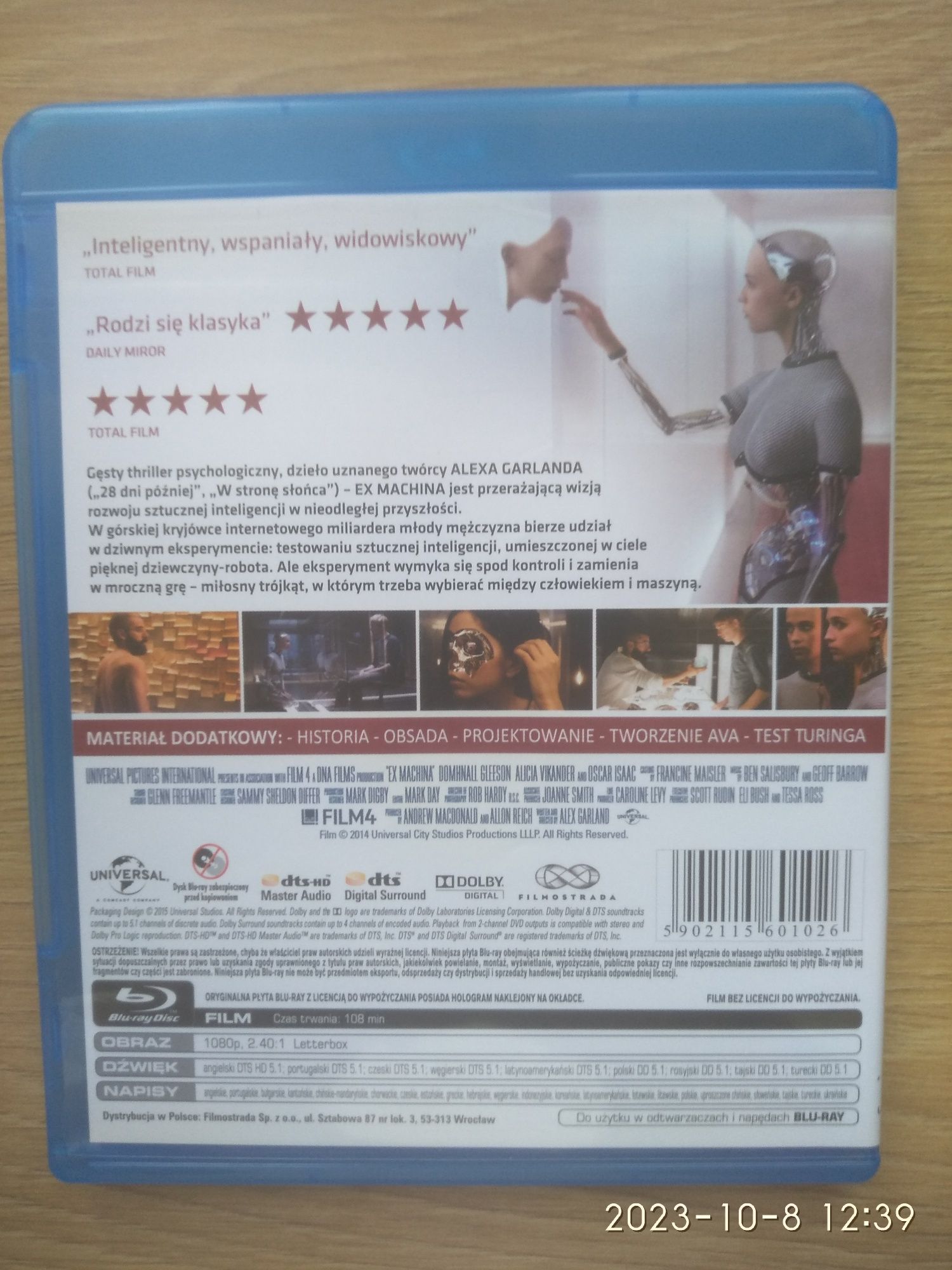 Ex machina blu ray polskie napisy i polski lektor wysyłka gratis