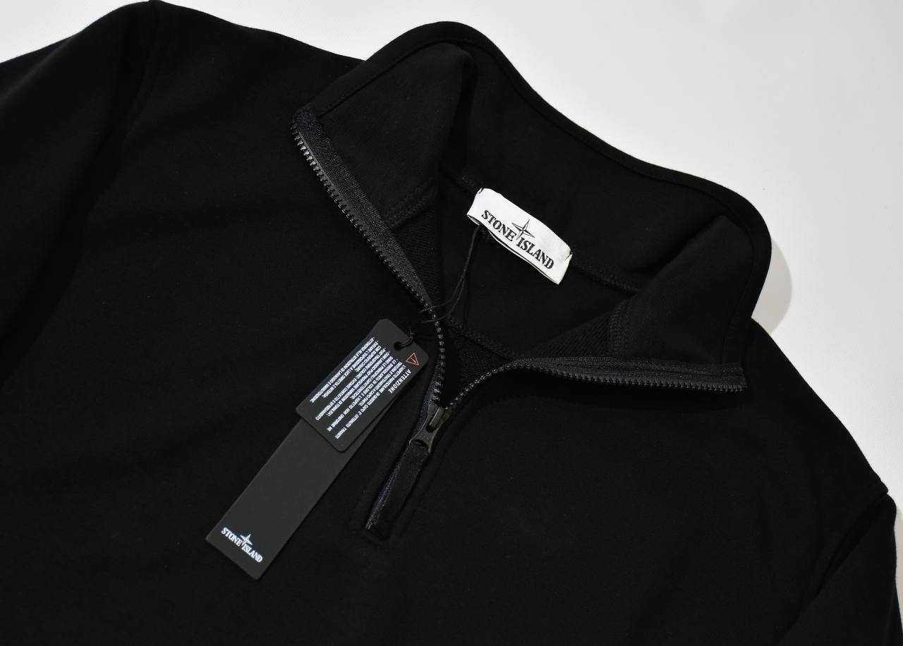 Зіп світшот з блискавкою Стонік чорний Stone Island Кофта Стон Айленд