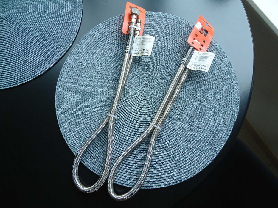 2 x wężyk przyłączeniowy w oplocie inox 80cm 8,5mm nowe