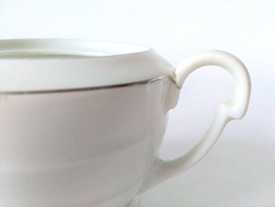 Cukiernica art deco biała srebrzona porcelana zabytek antyk