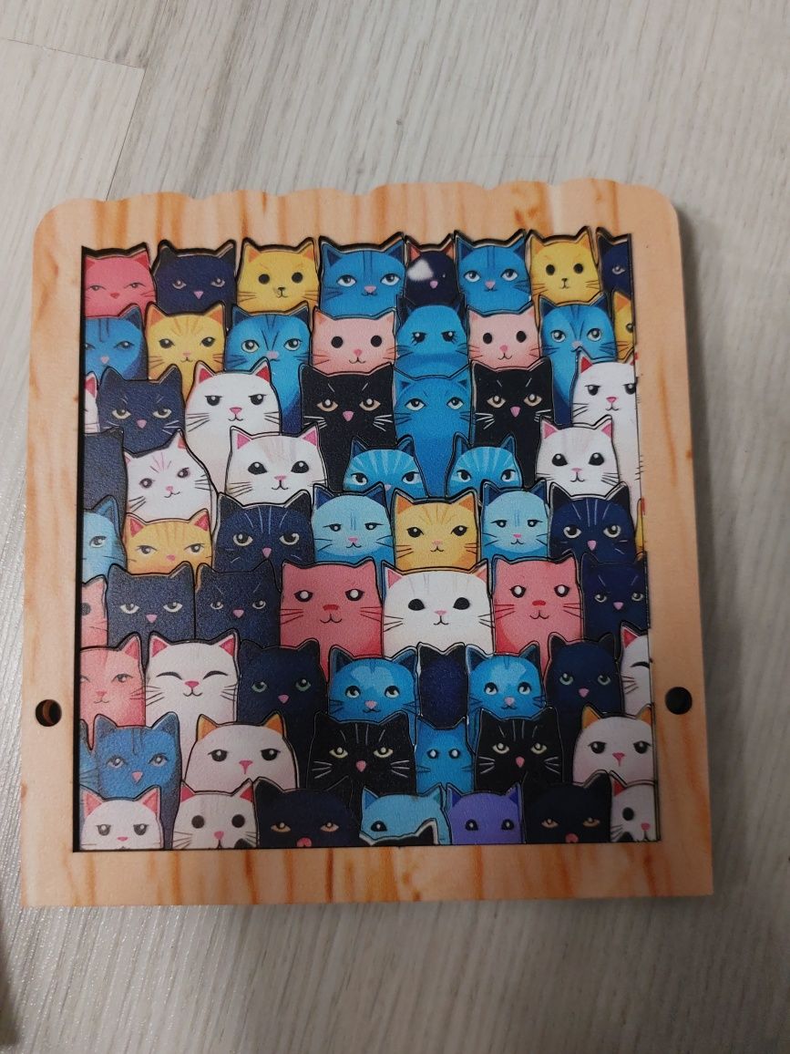 Puzzle drewno koty