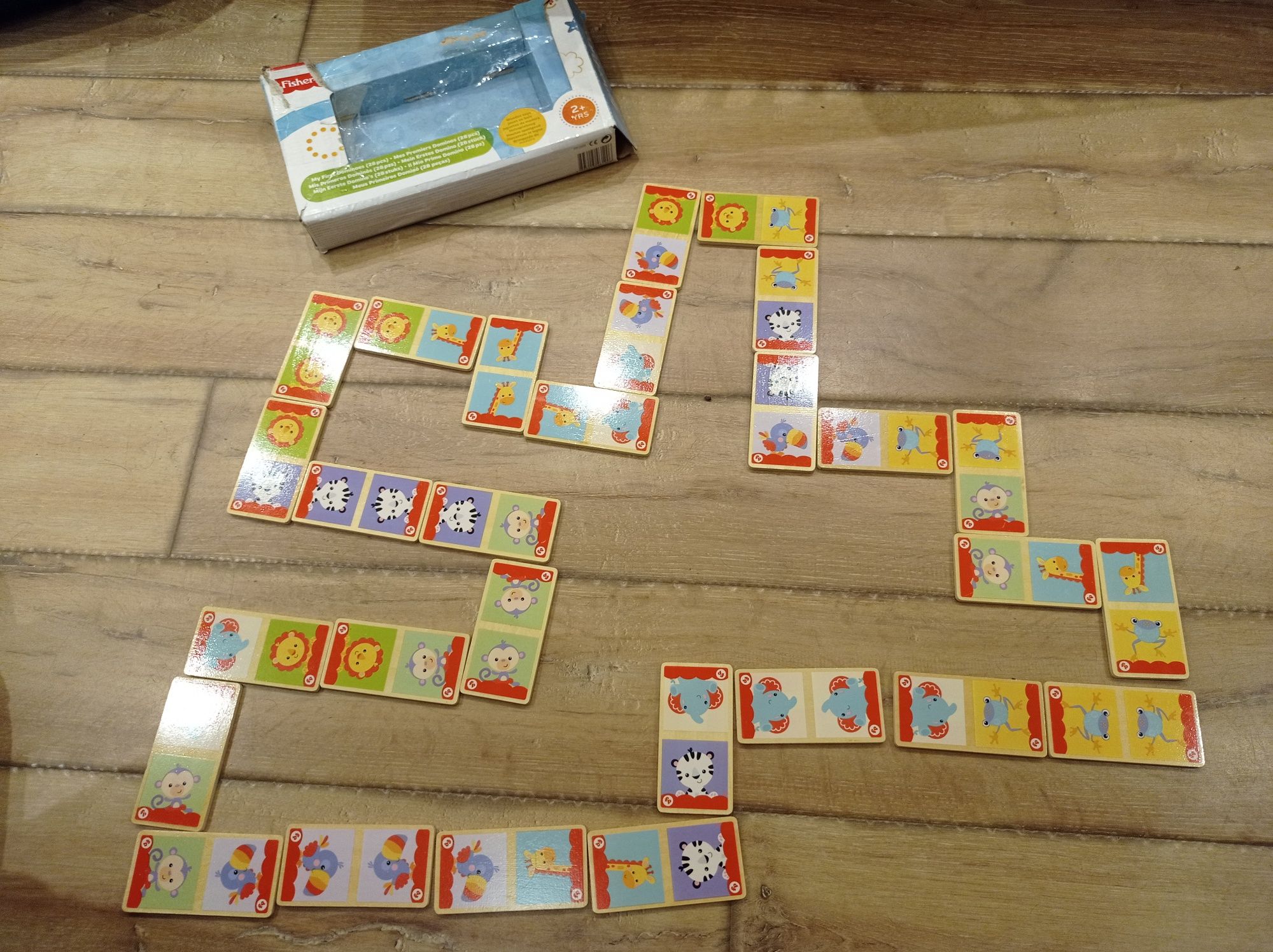 Domino drewniane Fischer Price gra logiczna