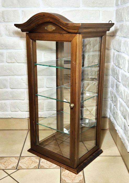 Szklane półki boki drewniana gablotka witrynka REZERWACJA