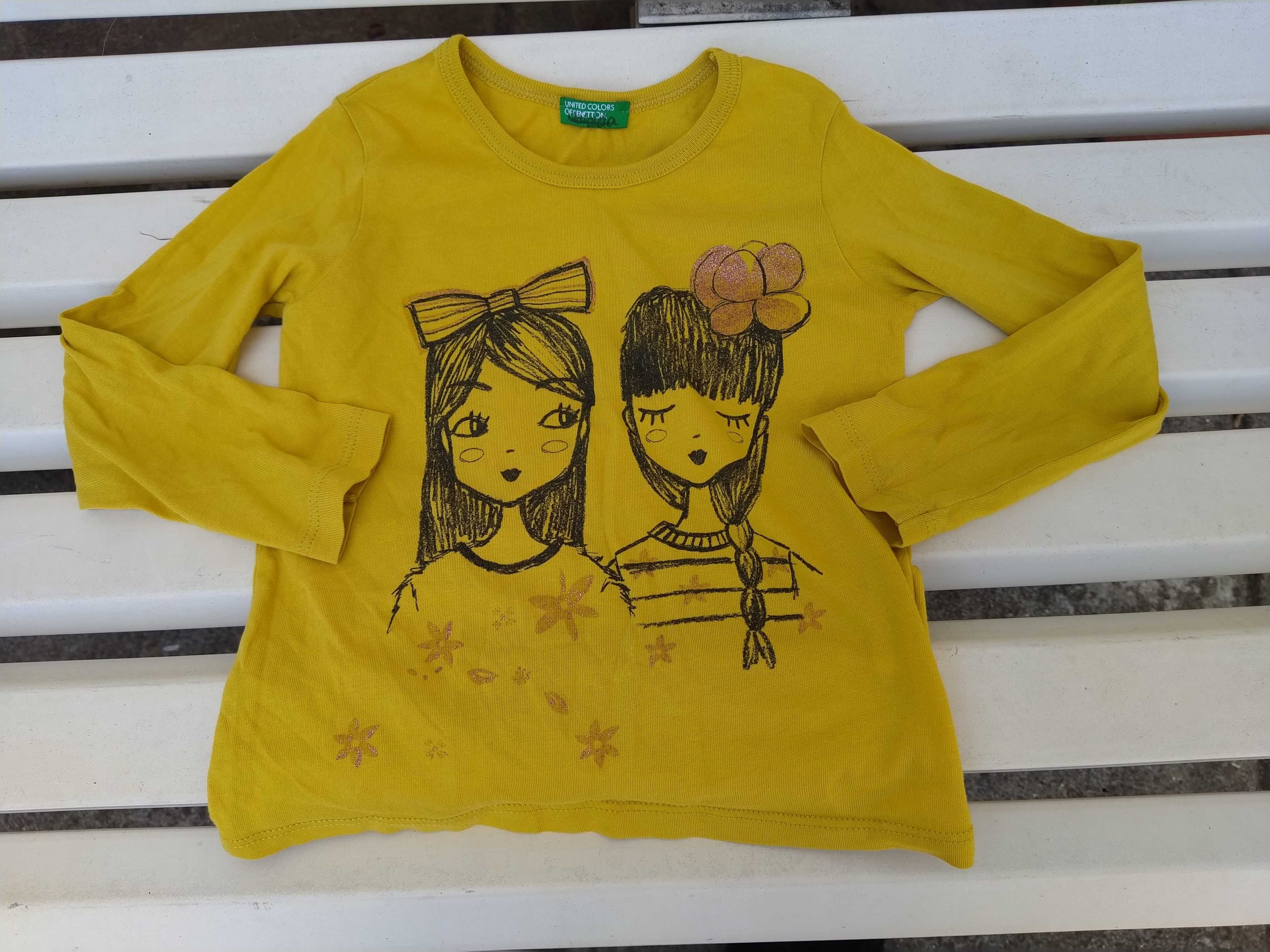 Camisola / T-shirt amarelo torrado - Benetton - Tamanho 2 Anos