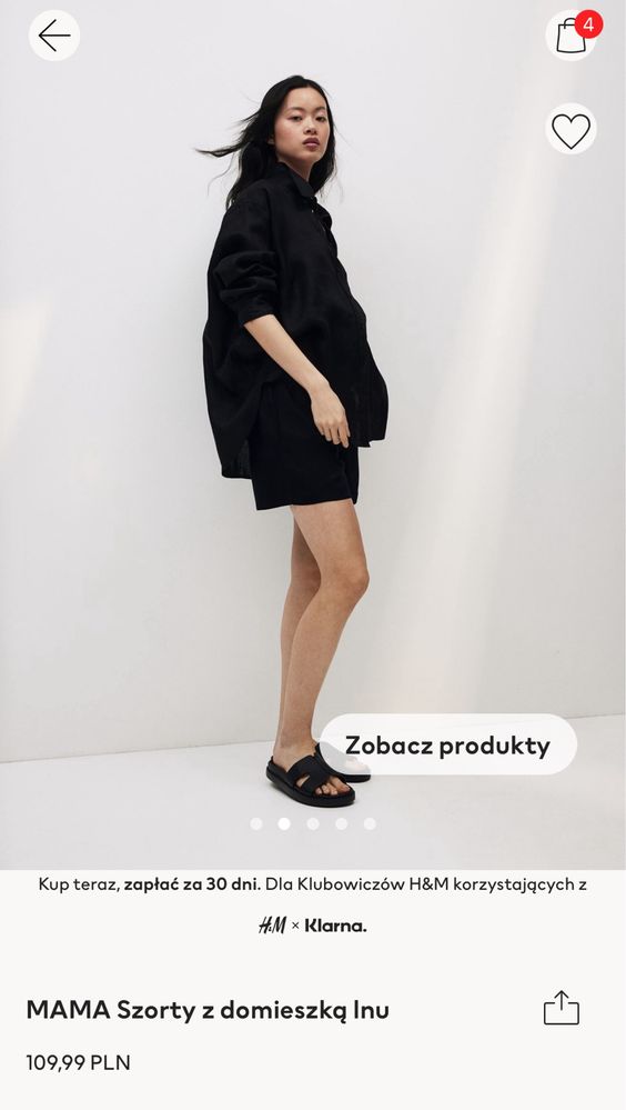 Krótkie spodenki ciążowe H&M Mama lniane len wiskoza modne