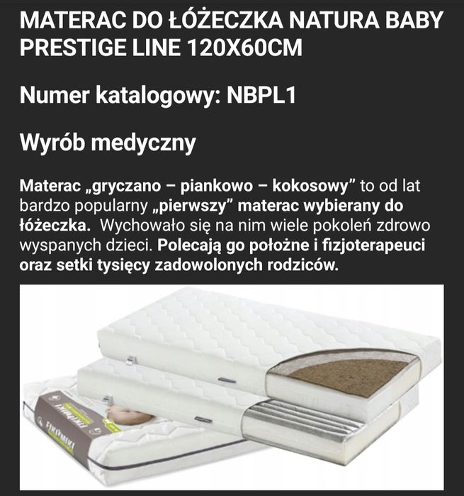 Materac do Łóżeczka 120×60