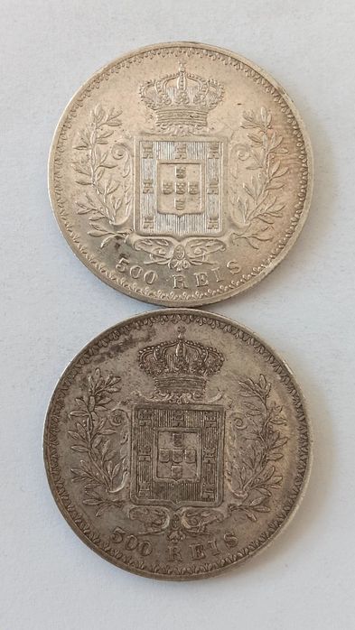 Moedas prata 916,6. 500 réis de D.Carlos l